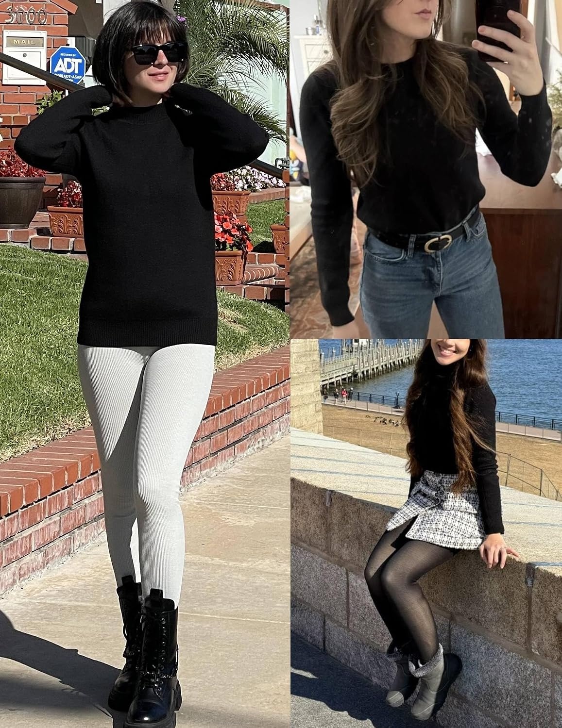 image:imageZeagoo Womens Fleece Sherpa Lined Sweater Mock Neck Long Sleeve Thermal Shirt 2026 Fall Winter Fuzzy Knit Jumper Tops SXXLBlack
