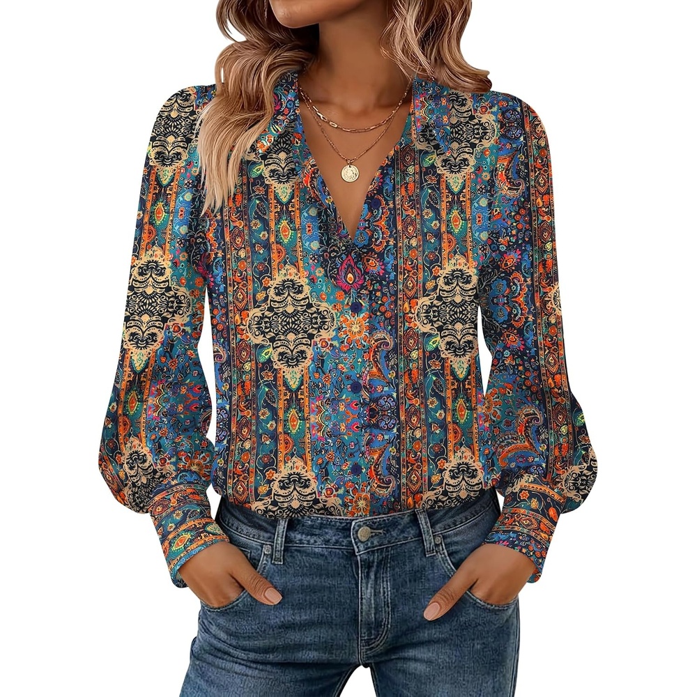 image:imageZeagoo Women Button Down Shirts Casual Long Sleeve Tops Work BlousesMz721multicolored