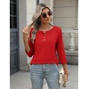 Zeagoo 3/4 Length Sleeve Women Tops Dressy Casual Blouses Work Clothes(Holiday Red)