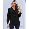 Zeagoo Blouses for Women Bow Tie Neck Chiffon Long Sleeve Shirt Work Tops(Black)