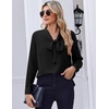 Zeagoo Blouses for Women Bow Tie Neck Chiffon Long Sleeve Shirt Work Tops(Black)