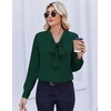 Zeagoo Blouses for Women Bow Tie Neck Chiffon Long Sleeve Shirt Work Tops(Green)