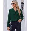 Zeagoo Blouses for Women Bow Tie Neck Chiffon Long Sleeve Shirt Work Tops(Green)
