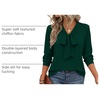 Zeagoo Blouses for Women Bow Tie Neck Chiffon Long Sleeve Shirt Work Tops(Green)