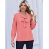 Zeagoo Blouses for Women Bow Tie Neck Chiffon Long Sleeve Shirt Work Tops(Jh586)