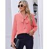 Zeagoo Blouses for Women Bow Tie Neck Chiffon Long Sleeve Shirt Work Tops(Jh586)