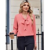 Zeagoo Blouses for Women Bow Tie Neck Chiffon Long Sleeve Shirt Work Tops(Jh586)