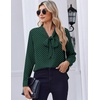Zeagoo Blouses for Women Bow Tie Neck Chiffon Long Sleeve Shirt Work Tops(Jh651)