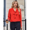 Zeagoo Blouses for Women Bow Tie Neck Chiffon Long Sleeve Shirt Work Tops(Jh652)