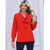 Zeagoo Blouses for Women Bow Tie Neck Chiffon Long Sleeve Shirt Work Tops(Jh652)