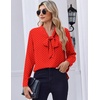 Zeagoo Blouses for Women Bow Tie Neck Chiffon Long Sleeve Shirt Work Tops(Jh652)