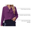 Zeagoo Blouses for Women Bow Tie Neck Chiffon Long Sleeve Shirt Work Tops(Purple)