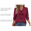 Zeagoo Blouses for Women Bow Tie Neck Chiffon Long Sleeve Shirt Work Tops(Wine Red)