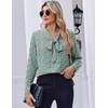 Zeagoo Blouses for Women Bow Tie Neck Chiffon Long Sleeve Shirt Work Tops(Xh521)