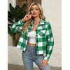 Zeagoo Flannels for Women Cropped Shacket Jacket Fashion Plaid Fall Coat(Z-gw22)