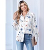 Zeagoo Women Button Down Shirts Casual Long Sleeve Tops Work Blouses(Bf290-white Flowers)