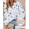 Zeagoo Women Button Down Shirts Casual Long Sleeve Tops Work Blouses(Bf290-white Flowers)