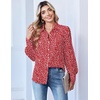 Zeagoo Women Button Down Shirts Casual Long Sleeve Tops Work Blouses(Jh590-red)