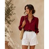 Zeagoo Women Button Down Shirts Casual Long Sleeve Tops Work Blouses(Red)