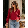 Zeagoo Women Button Down Shirts Casual Long Sleeve Tops Work Blouses(Red)