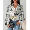 Zeagoo Women Button Down Shirts Casual Long Sleeve Tops Work Blouses(Sp99-green Leaves)