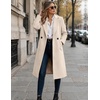 Zeagoo Women Winter Wool Coat Notch Lapel Single-Breasted Mid Long Peacoat(Beige)