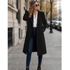 Zeagoo Women Winter Wool Coat Notch Lapel Single-Breasted Mid Long Peacoat(Black)