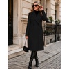 Zeagoo Women Winter Wool Coat Notch Lapel Single-Breasted Mid Long Peacoat(Black)