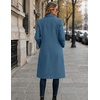 Zeagoo Women Winter Wool Coat Notch Lapel Single-Breasted Mid Long Peacoat(Blue)