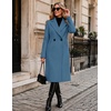 Zeagoo Women Winter Wool Coat Notch Lapel Single-Breasted Mid Long Peacoat(Blue)