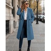 Zeagoo Women Winter Wool Coat Notch Lapel Single-Breasted Mid Long Peacoat(Blue)