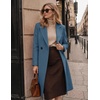Zeagoo Women Winter Wool Coat Notch Lapel Single-Breasted Mid Long Peacoat(Blue)