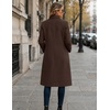 Zeagoo Women Winter Wool Coat Notch Lapel Single-Breasted Mid Long Peacoat(Brown)