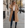 Zeagoo Women Winter Wool Coat Notch Lapel Single-Breasted Mid Long Peacoat(Khaki)