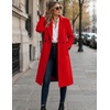 Zeagoo Women Winter Wool Coat Notch Lapel Single-Breasted Mid Long Peacoat(Red)