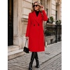 Zeagoo Women Winter Wool Coat Notch Lapel Single-Breasted Mid Long Peacoat(Red)