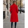 Zeagoo Women Winter Wool Coat Notch Lapel Single-Breasted Mid Long Peacoat(Red)