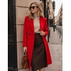 Zeagoo Women Winter Wool Coat Notch Lapel Single-Breasted Mid Long Peacoat(Red)
