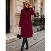 Zeagoo Women Winter Wool Coat Notch Lapel Single-Breasted Mid Long Peacoat(Wine Red)