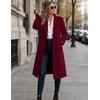 Zeagoo Women Winter Wool Coat Notch Lapel Single-Breasted Mid Long Peacoat(Wine Red)