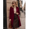 Zeagoo Women Winter Wool Coat Notch Lapel Single-Breasted Mid Long Peacoat(Wine Red)
