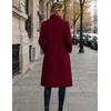 Zeagoo Women Winter Wool Coat Notch Lapel Single-Breasted Mid Long Peacoat(Wine Red)