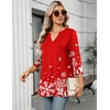 Zeagoo Womens 3/4 Length Sleeve Tops V Neck Tunic Dressy Casual Blouse(Snowflake)