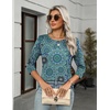 Zeagoo Women’s Casual 3/4 Sleeve T-Shirts Round Neck Tunic Tops Work Blouse(Blue Print-mz858)