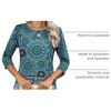 Zeagoo Women’s Casual 3/4 Sleeve T-Shirts Round Neck Tunic Tops Work Blouse(Blue Print-mz858)