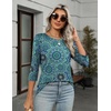 Zeagoo Women’s Casual 3/4 Sleeve T-Shirts Round Neck Tunic Tops Work Blouse(Blue Print-mz858)