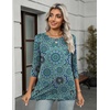 Zeagoo Women’s Casual 3/4 Sleeve T-Shirts Round Neck Tunic Tops Work Blouse(Blue Print-mz858)
