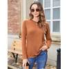 Zeagoo Women’s Casual Shirts Long Sleeve Tops Crewneck Tshirts Fall Clothes(Black+blue+caramel)