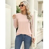 Zeagoo Women’s Casual Shirts Long Sleeve Tops Crewneck Tshirts Fall Clothes(Black+brown+cream)