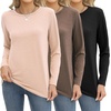 Zeagoo Women’s Casual Shirts Long Sleeve Tops Crewneck Tshirts Fall Clothes(Black+brown+cream)